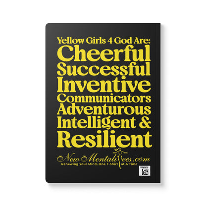 Yellow Girls 4 God Black Contrast Softcover Journal – Double-Sided Inspirational Faith Journal | 100 or 200 Pages | Notebook for Girls & Women Who Love God