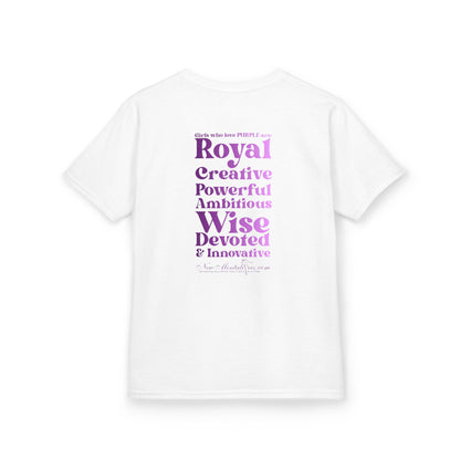 Purple Girl 4 Life T-Shirt - Cute Youth White Graphic Tee, Inspirational Shirt, Positive Affirmation T-Shirt, Purple Fashion Tee