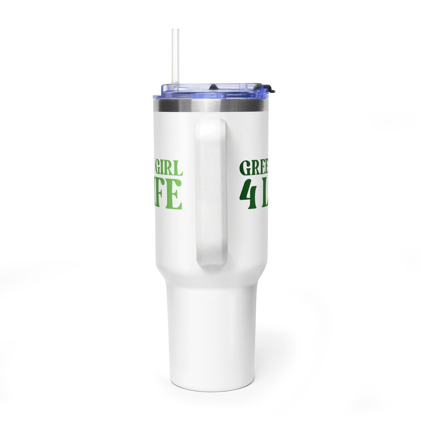Green Girl 4 Life 40 oz White Tumbler - Cute, Green, Positive, Affirmation, Inspirational, Double Sided, Insulated Tumbler