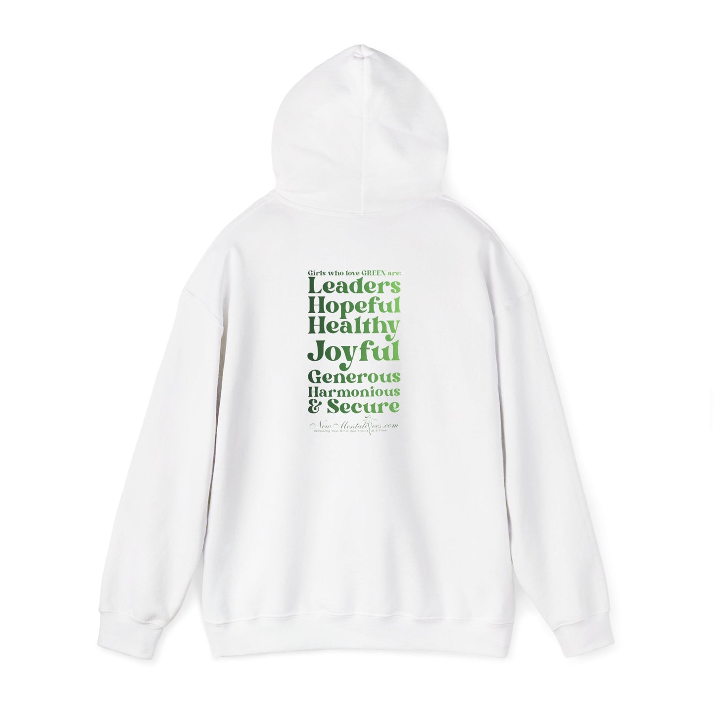 Green Girl 4 Life Hoodie - Cute Ladies White Graphic Hoodie, Positive Affirmation Hoodie, Inspirational Unisex Hoodie, Green Fashion