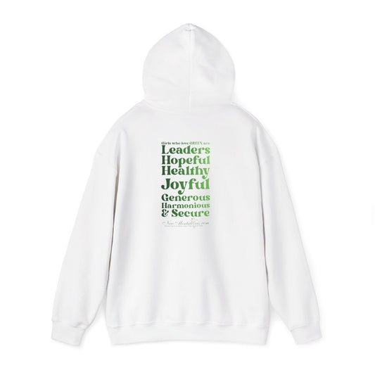 Green Girl 4 Life Hoodie - Cute Ladies White Graphic Hoodie, Positive Affirmation Hoodie, Inspirational Unisex Hoodie, Green Fashion