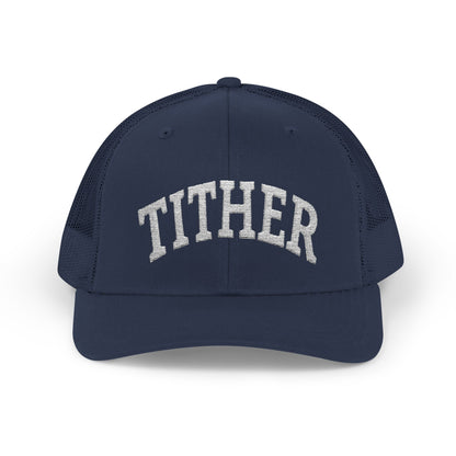 Tither Collegiate Cap | Embroidered Christian Baseball Hat, Unisex Adjustable Faith-Based Cap, Tithing Lifestyle Hat, Church Wear