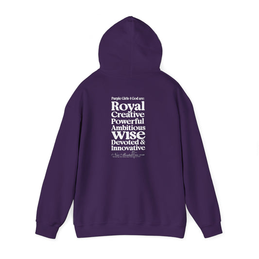 Purple Girls 4 God Adult Hoodie - You Are Royal, Creative, Powerful, Ambitious, Wise, Devoted, and Innovative!