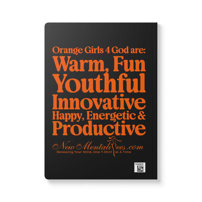 Orange Girls 4 God Black Contrast Softcover Journal – Double-Sided Inspirational Faith Journal | 100 or 200 Pages | Notebook for Girls & Women Who Love God