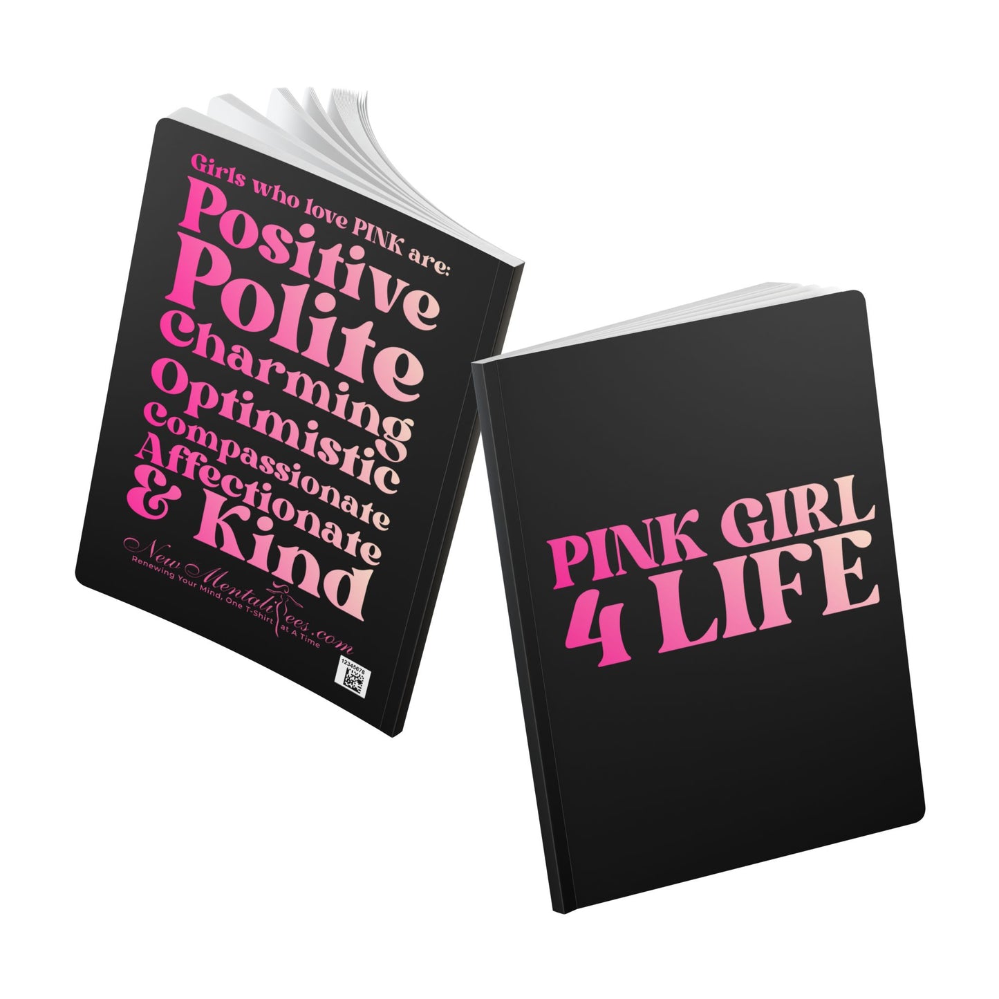 Pink Girl 4 Life (Black) Softcover Journal – Double-Sided Inspirational Journal | 100 or 200 Pages | Notebook for Girls & Women Who Love Pink