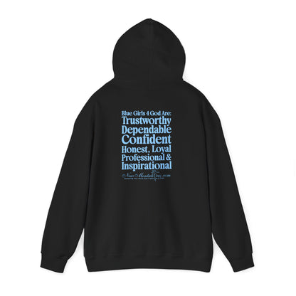 Blue Girls 4 God Adult Hoodie | Black Contrast