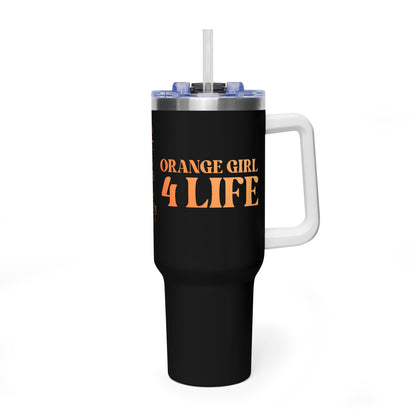 Orange Girl 4 Life 40 oz Black Tumbler - Cute, Orange, Positive, Affirmation, Inspirational, Double Sided, Insulated Tumbler
