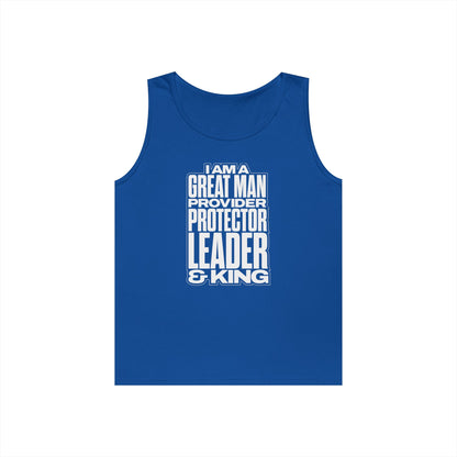 I Am A Great Man Teen Tank Top – Unisex Inspirational Tank | Provider, Protector, Leader & King | Positive Affirmation Tank for Teens
