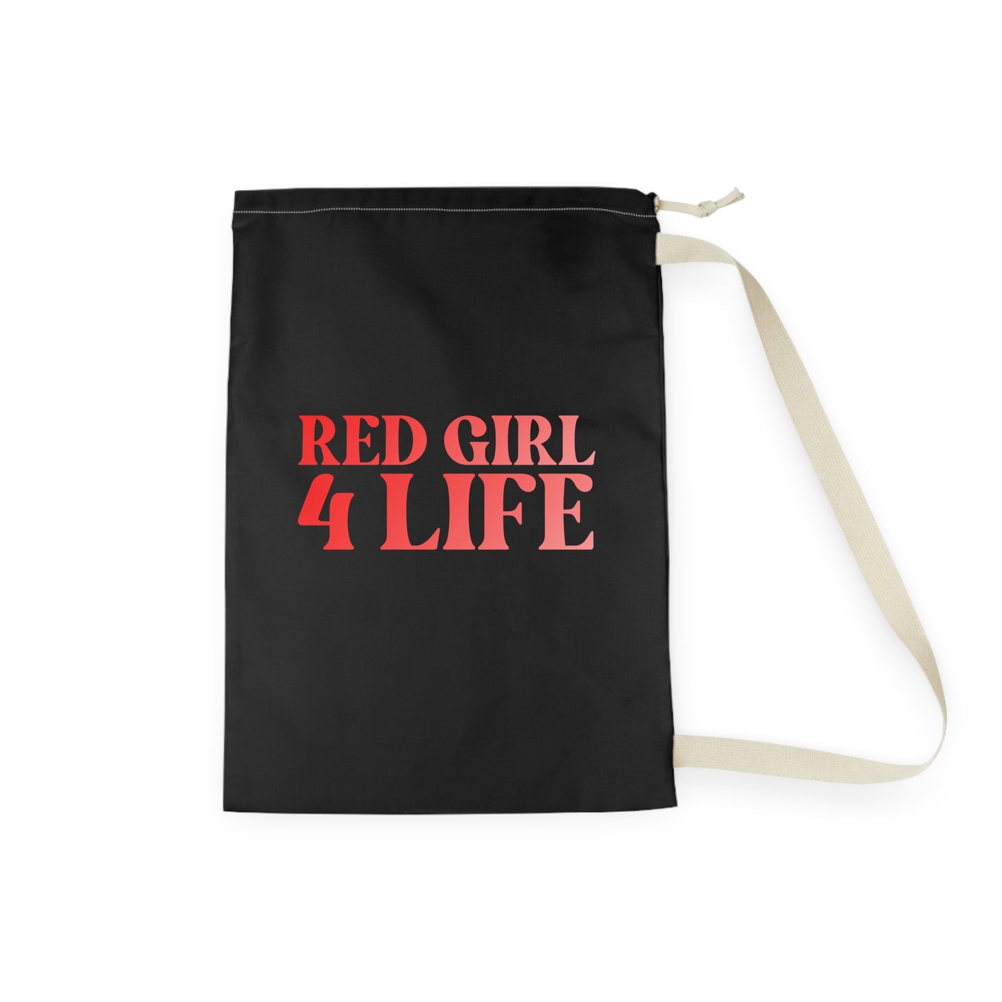 Red Girl 4 Life Black Laundry Bag – Double-Sided Inspirational Red Girl Laundry Sack | Spun Polyester Drawstring Bag