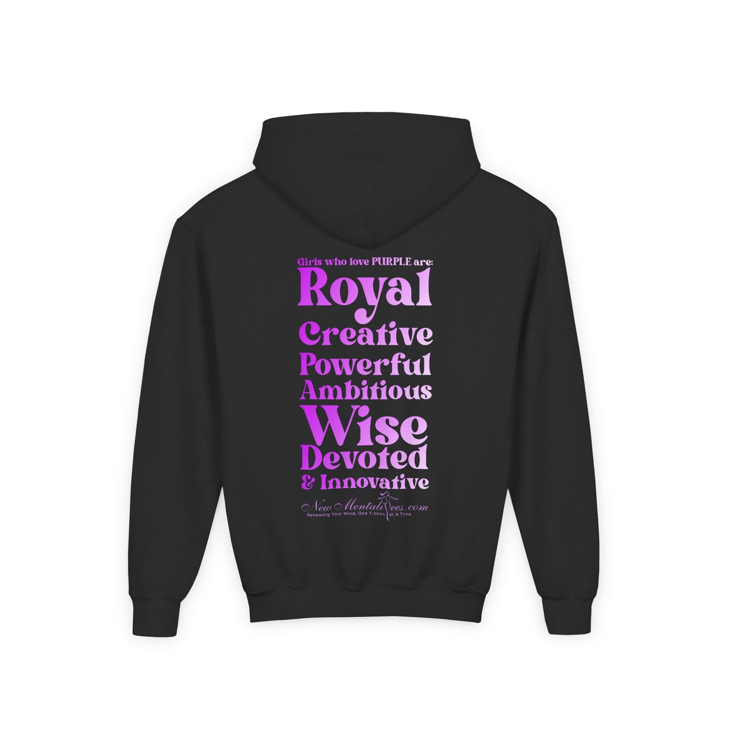 Purple Girl 4 Life Hoodie - Cute Youth Black Graphic Hoodie, Inspirational Hoodie, Positive Affirmation Hoodie, Purple Fashion