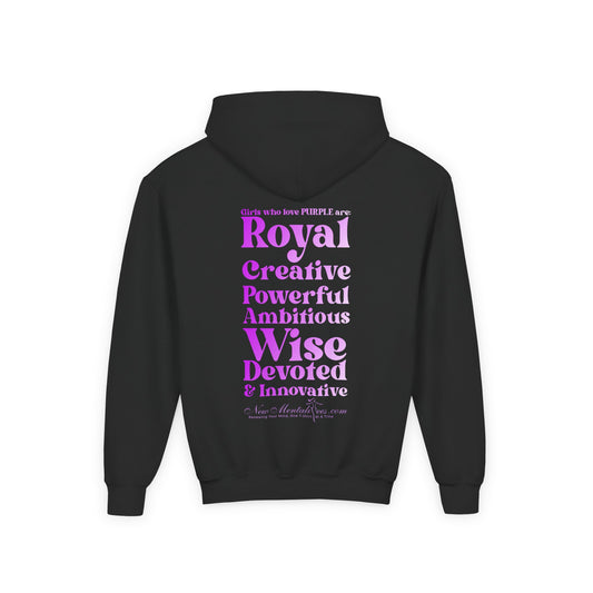 Purple Girl 4 Life Hoodie - Cute Youth Black Graphic Hoodie, Inspirational Hoodie, Positive Affirmation Hoodie, Purple Fashion