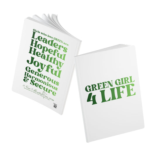 💚 Green Girl 4 Life (White) Softcover Journal – Double-Sided Inspirational Journal | 100 or 200 Pages | Notebook for Girls & Women Who Love Green
