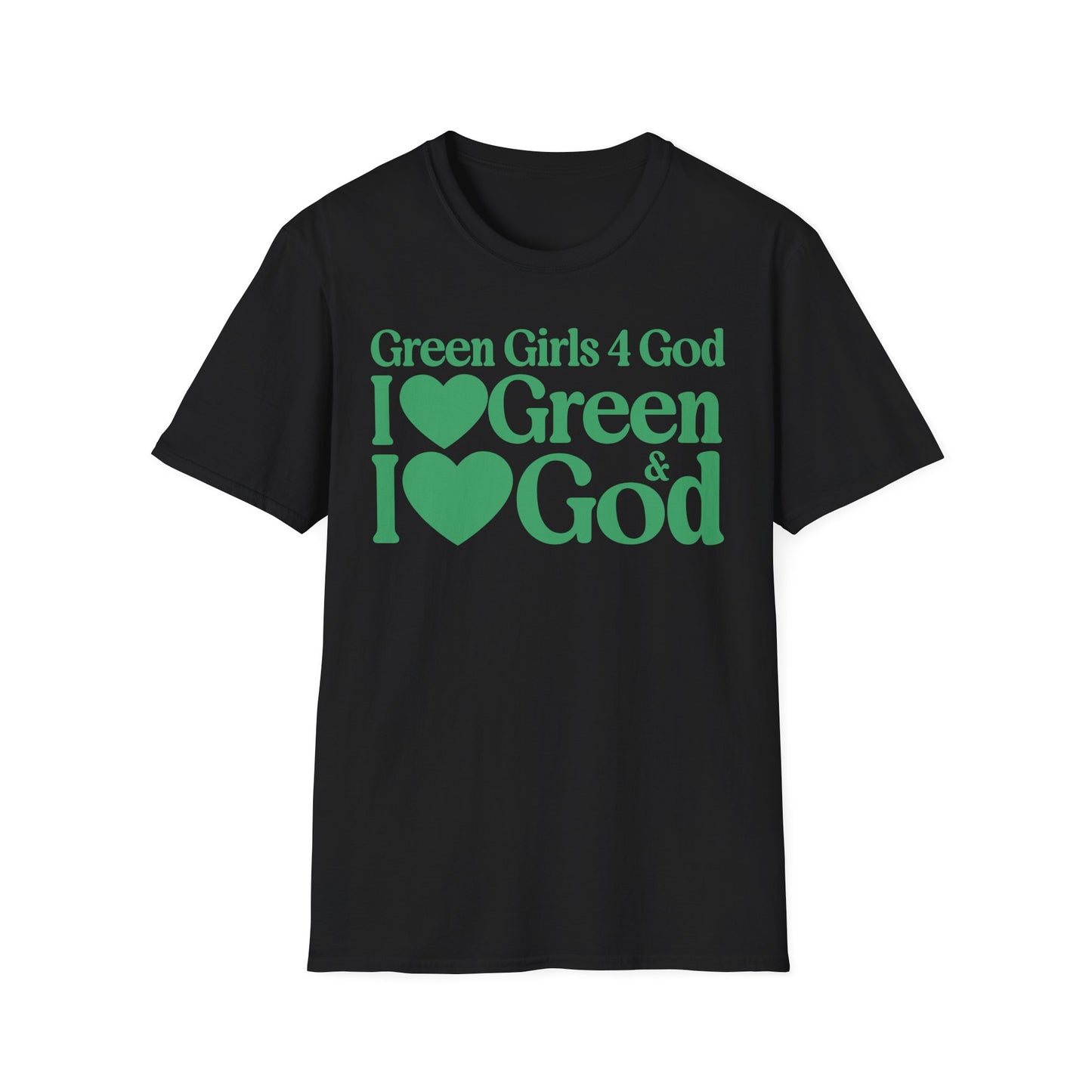 Green Girls 4 God Adult T-shirt | Black Contrast