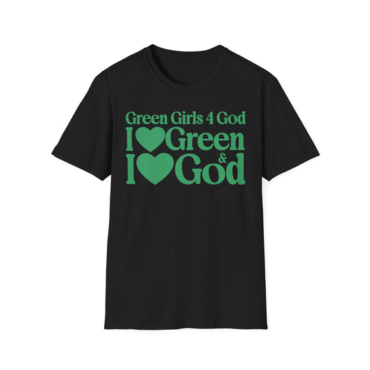 Green Girls 4 God Adult T-shirt | Black Contrast