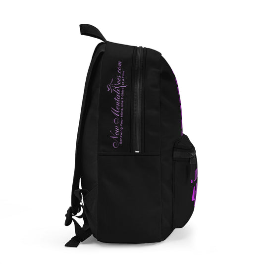 Purple Girl 4 Life Black Contrast Backpack – Inspirational Girls School Backpack | Girl Power Bookbag | Lightweight Travel, School & Everyday Bag