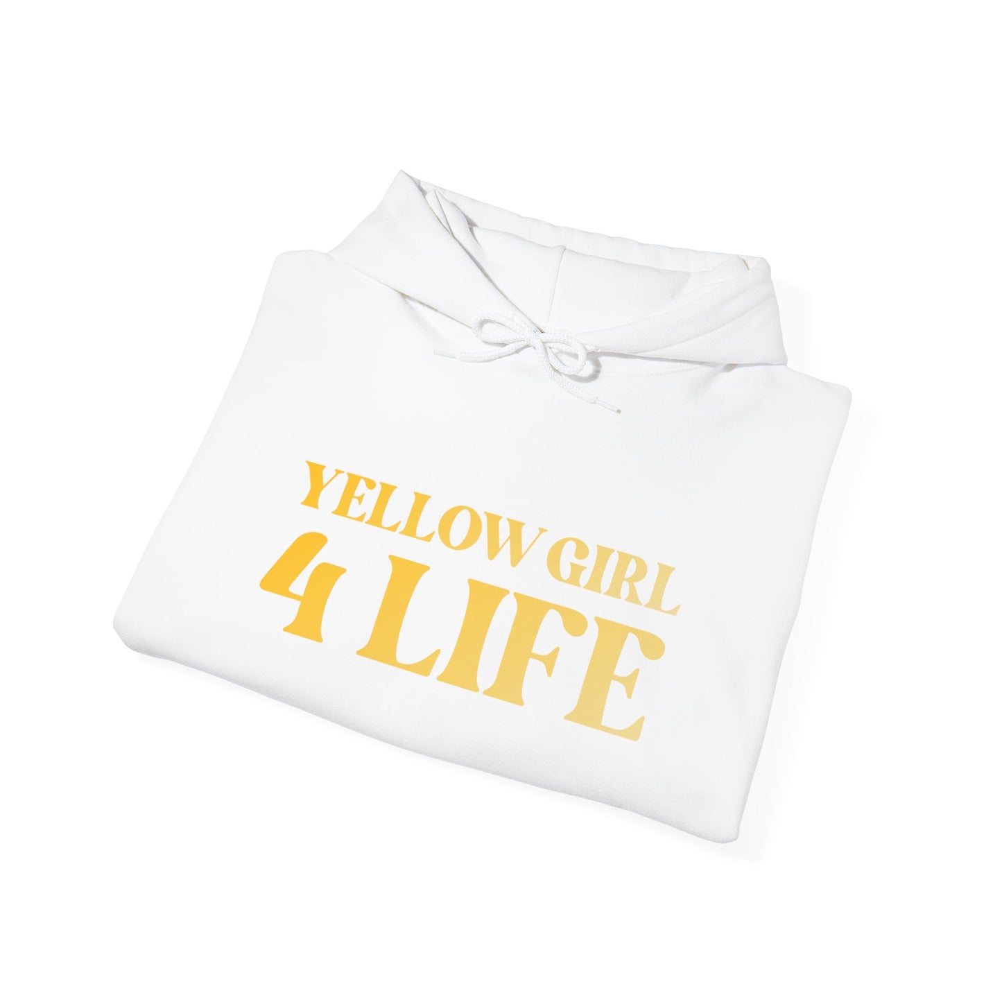 Yellow Girl 4 Life Hoodie - Cute Ladies White Hoodie, Positive Affirmation Hoodie, Inspirational Unisex Hoodie, Yellow Fashion
