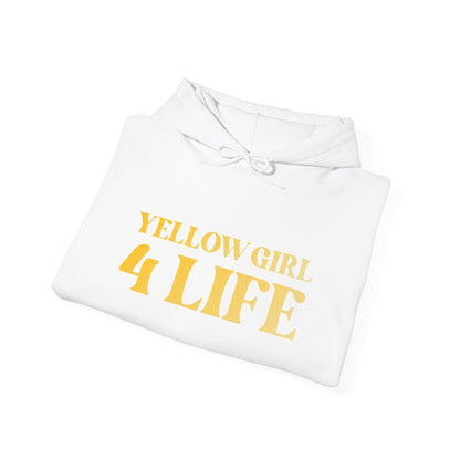 Yellow Girl 4 Life Hoodie - Cute Ladies White Hoodie, Positive Affirmation Hoodie, Inspirational Unisex Hoodie, Yellow Fashion