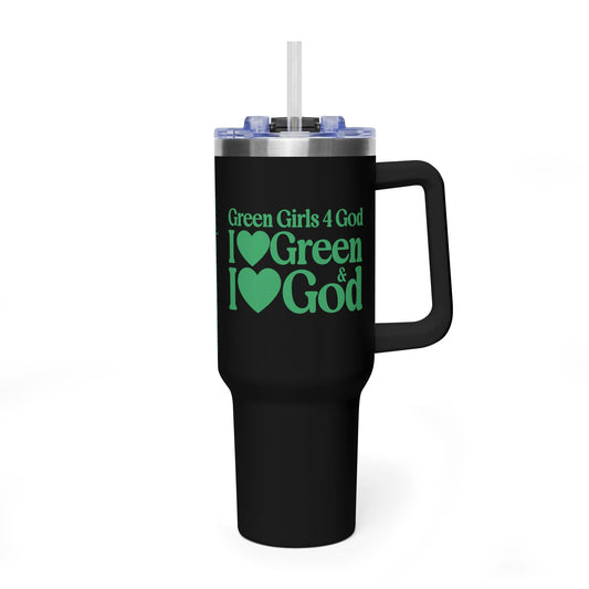 Green Girls 4 God Black Contrast Tumbler - Faith Filled Women Who Love Green