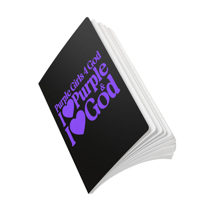 💜 Purple Girls 4 God Black Contrast Softcover Journal – Double-Sided Inspirational Faith Journal | 100 or 200 Pages | Notebook for Girls & Women Who Love God