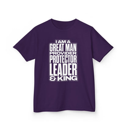 I Am A Great Man Youth T-Shirt - For Kings, Protectors & Leaders in the Making