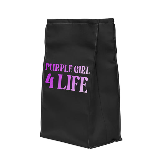 Purple Girl 4 Life Black Contrast Lunch Bag – Double-Sided Inspirational Purple Girl Lunch Tote | Insulated Lunch Bag | Girl Power Lunch Box