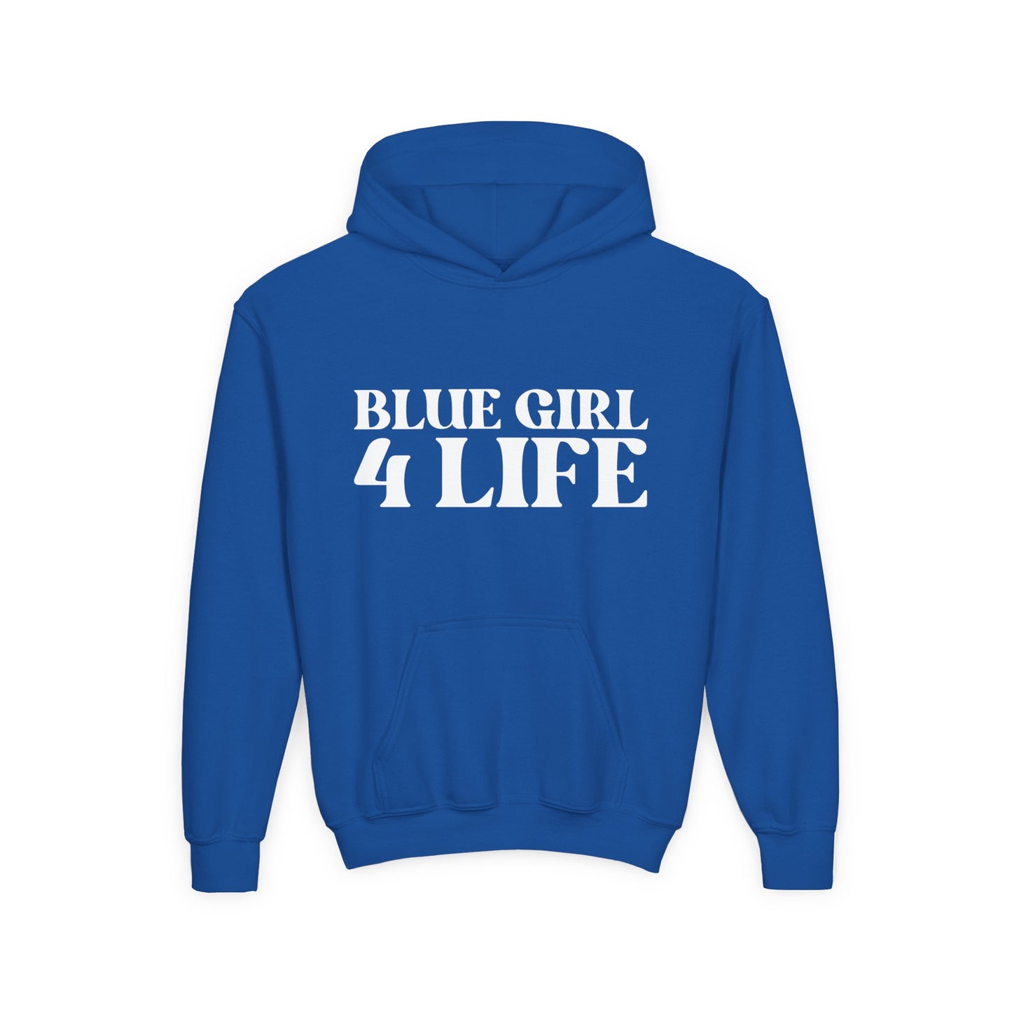 Blue Girl 4 Life Hoodie - Cute Youth Blue Graphic Hoodie, Positive Affirmation Hoodie, Inspirational Hoodie, Blue Fashion