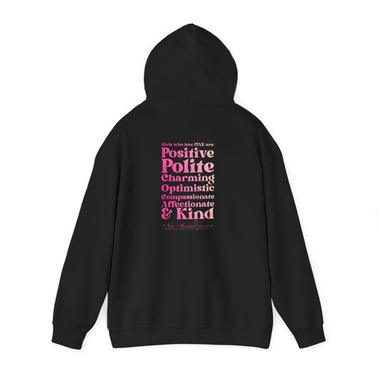 Pink Girl 4 Life Hoodie - Cute Ladies Black Graphic Hoodie, Positive Affirmation Unisex Hoodie, Inspirational Gift