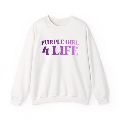 Purple Girl 4 Life Sweatshirt - Cute Ladies White Graphic Sweatshirt, Inspirational Sweatshirt, Positive Affirmation Unisex Sweatshirt, Purple Fashion