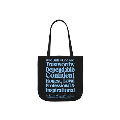 Black Contrast Blue Girls 4 God Tote Bag - You Are Trustworthy, Dependable, Confident, Honest, Loyal, Professional, and Inspirational!