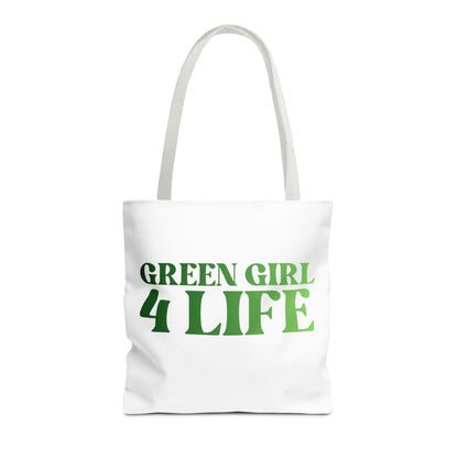 Green Girl 4 Life Tote Bag - Cute White Bag for Women and Girls, Double Sided Inspirational Tote