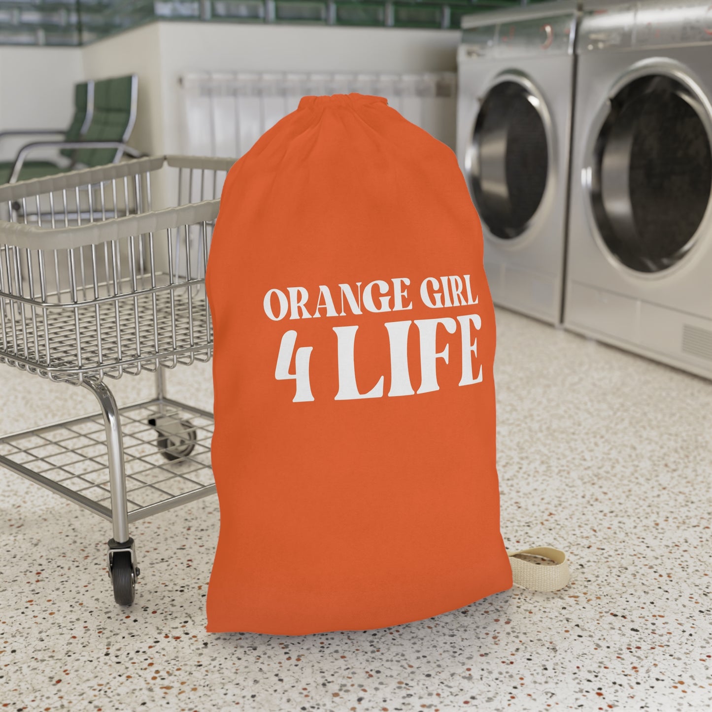Orange Girl 4 Life Laundry Bag – Double-Sided Inspirational Orange Girl Laundry Sack | Spun Polyester Drawstring Bag