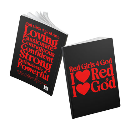 Red Girls 4 God Black Contrast Softcover Journal – Double-Sided Inspirational Faith Journal | 100 or 200 Pages | Notebook for Girls & Women Who Love God