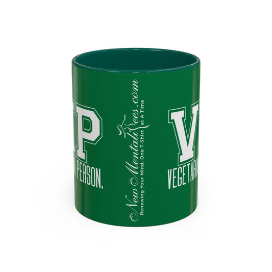 VIP Vegetarian Vegetarian In Person Statement Mug | Cute Funny Vegetarian Coffee Cup | Plant-Based Lifestyle Gift