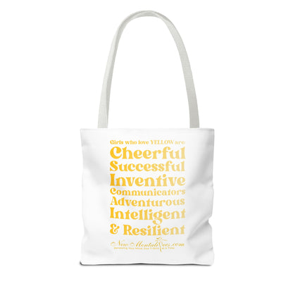 Yellow Girl 4 Life Tote Bag - Cute White Bag for Women and Girls, Double Sided Inspirational Tote