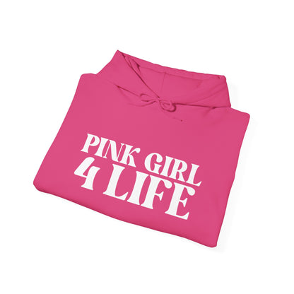 Pink Girl 4 Life Hoodie - Cute Ladies Pink Graphic Hoodie, Positive Affirmation Unisex Hoodie, Inspirational Gift