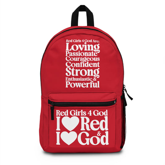 Red Girls 4 God Backpack – Inspirational Christian Girls School Backpack | Faith-Based Bookbag | Lightweight Travel & School Bag