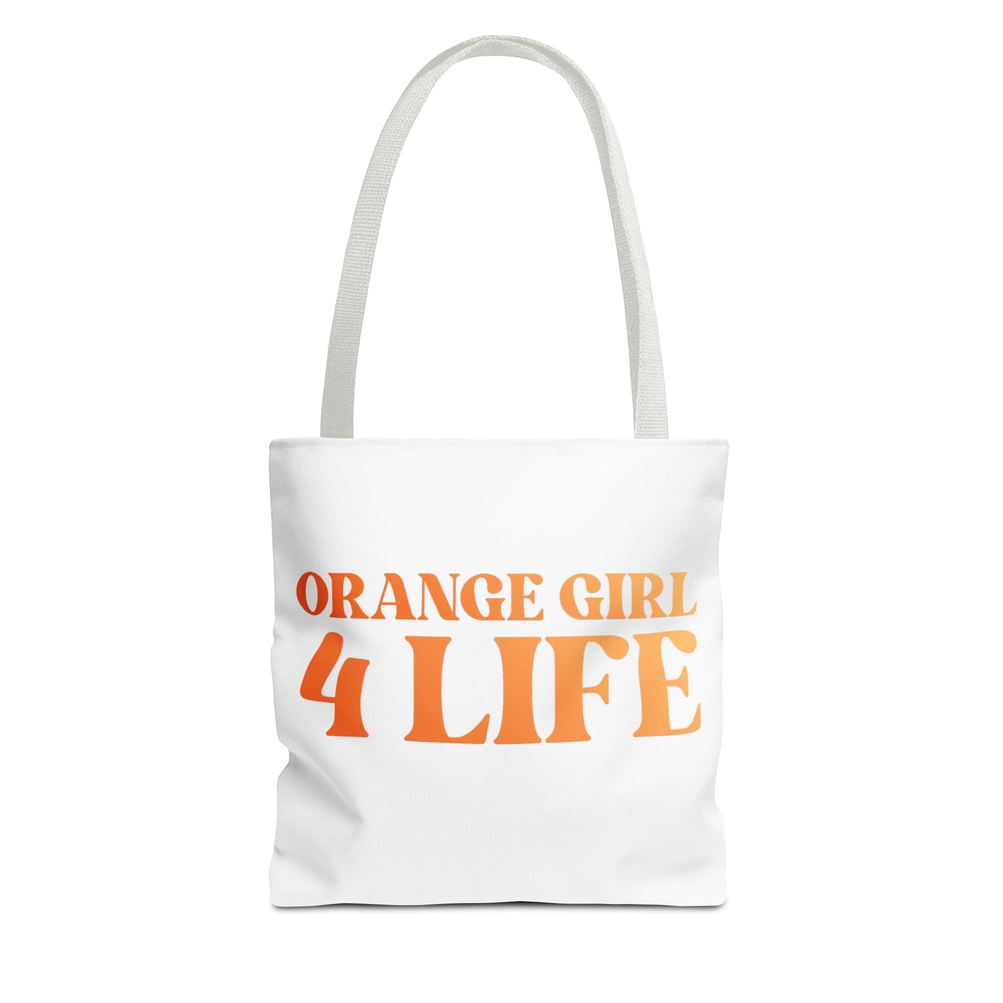 Orange Girl 4 Life Tote Bag -  Cute White Bag for Women and Girls, Double Sided Inspirational Tote