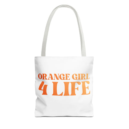 Orange Girl 4 Life Tote Bag -  Cute White Bag for Women and Girls, Double Sided Inspirational Tote