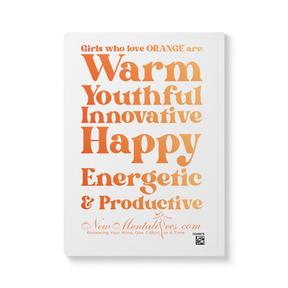 Orange Girl 4 Life (White) Softcover Journal – Double-Sided Inspirational Journal | 100 or 200 Pages | Notebook for Girls & Women Who Love Orange
