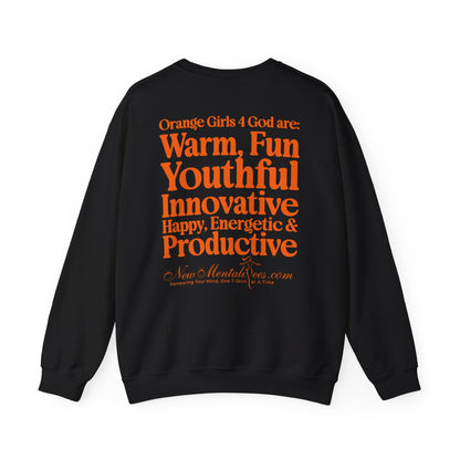 Orange Girls 4 God Adult Sweatshirt | Black Contrast