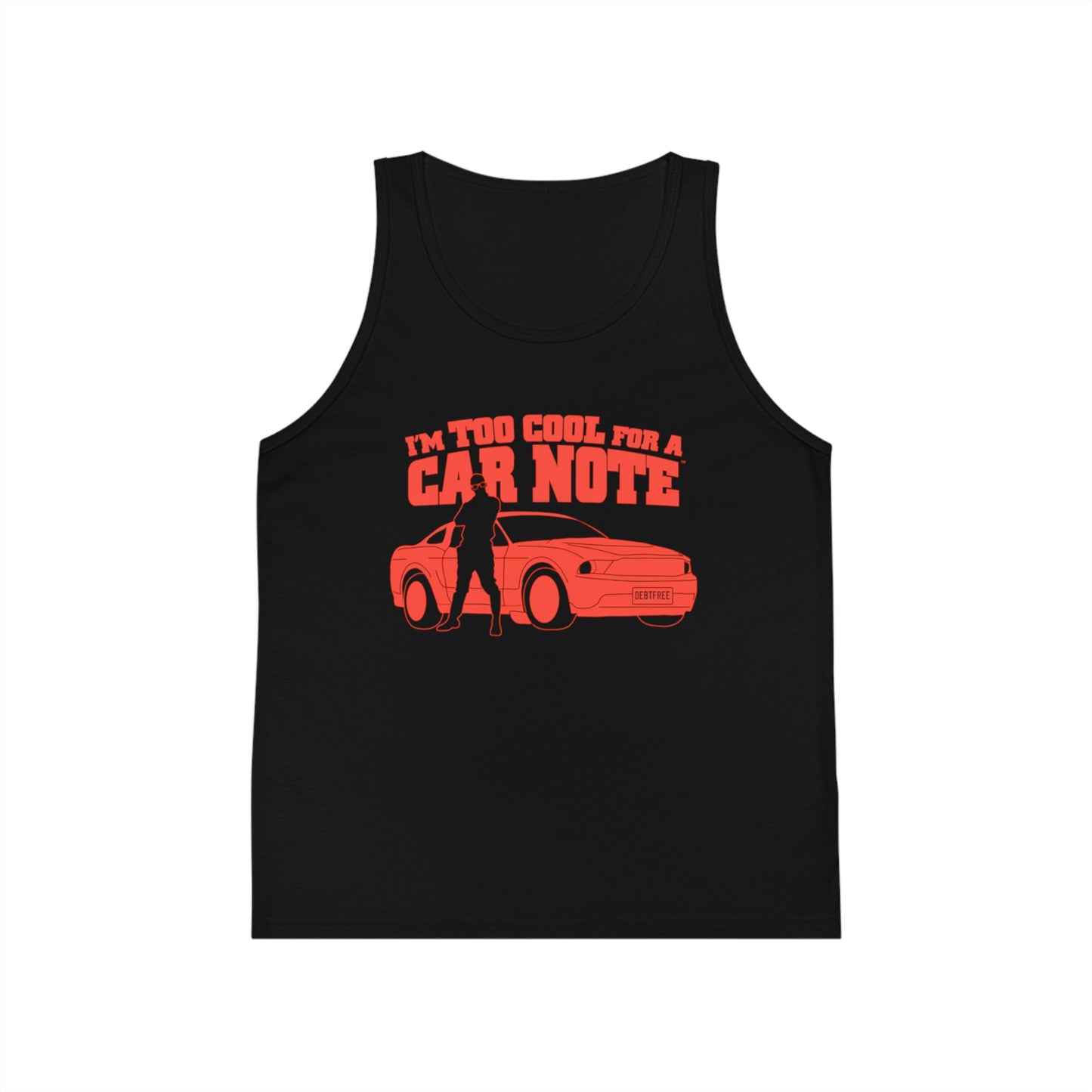 I'm Too Cool for a Car Note Youth Boys Tank Top – Funny Financial Freedom Tank for Boys | Motivational Kids Sleeveless Shirt | Positive Mindset Summer Tank