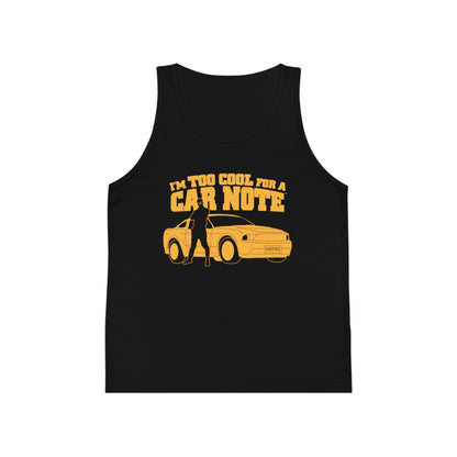 I'm Too Cool for a Car Note Youth Boys Tank Top – Funny Financial Freedom Tank for Boys | Motivational Kids Sleeveless Shirt | Positive Mindset Summer Tank