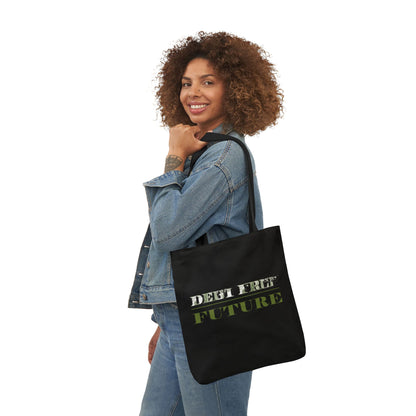 Debt Free Future Tote Bag - Faith-Inspired Financial Freedom & Abundance Affirmation Bag - Canvas, White, Black