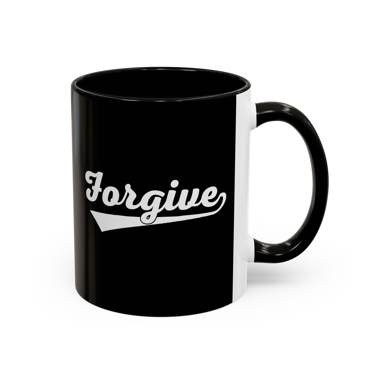 FORGIVE Baseball Script Mug – Colored Coffee Cup – Faith-Based Forgiveness Gift – Inspirational Christian Mug