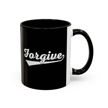 FORGIVE Baseball Script Mug – Colored Coffee Cup – Faith-Based Forgiveness Gift – Inspirational Christian Mug