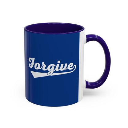 FORGIVE Baseball Script Mug – Colored Coffee Cup – Faith-Based Forgiveness Gift – Inspirational Christian Mug