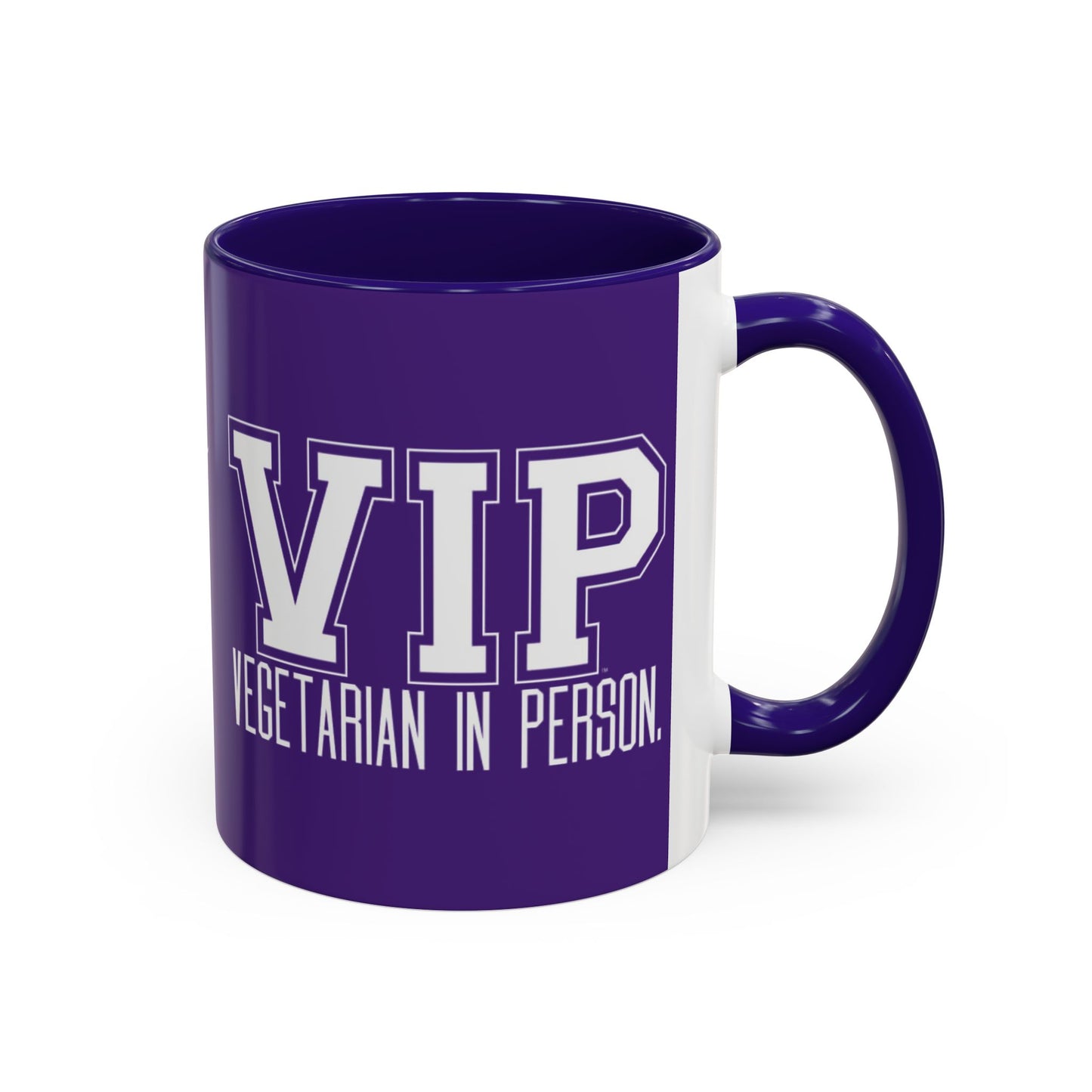 VIP Vegetarian Vegetarian In Person Statement Mug | Cute Funny Vegetarian Coffee Cup | Plant-Based Lifestyle Gift