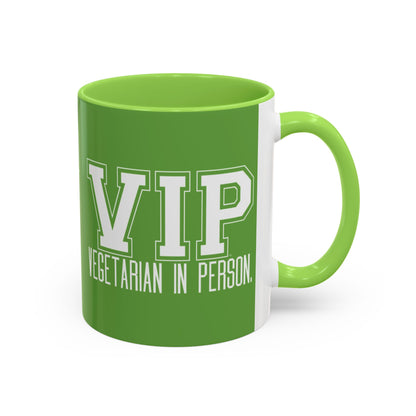 VIP Vegetarian Vegetarian In Person Statement Mug | Cute Funny Vegetarian Coffee Cup | Plant-Based Lifestyle Gift