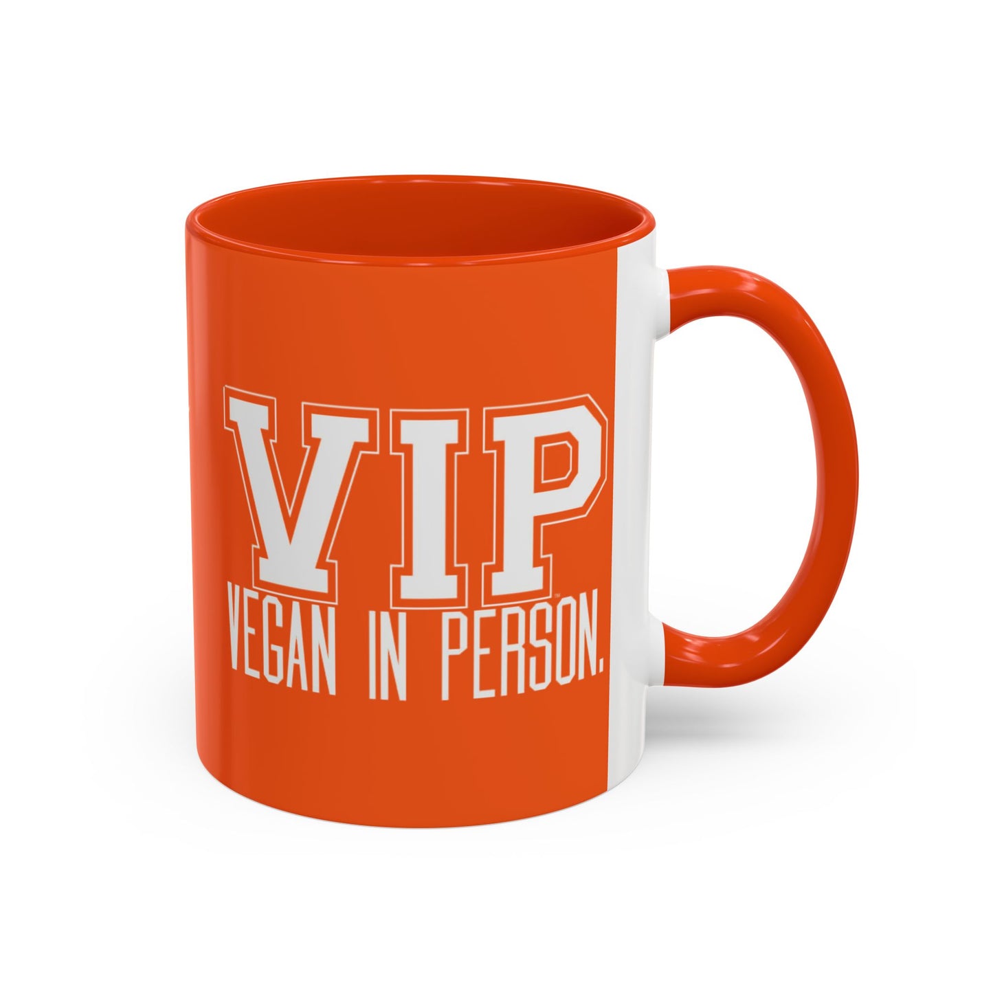 VIP Vegan Vegan In Person Plant Based Statement Mug | Light Green, Dark Green, Pink, Orange, Light Blue, Navy, Purple, Red, and Black