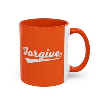 FORGIVE Baseball Script Mug – Colored Coffee Cup – Faith-Based Forgiveness Gift – Inspirational Christian Mug